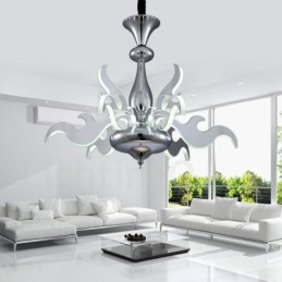 Lustre moderno contemporâneo regulável de aço com 9 luzes e cúpula de acrílico