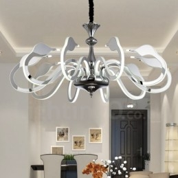 Lustre moderno contemporâneo regulável de aço com 10 luzes e cúpula de acrílico