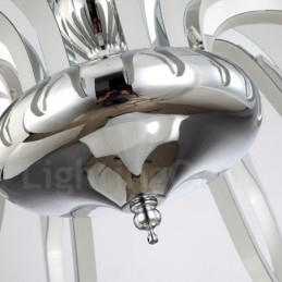 Lustre moderno contemporâneo regulável de aço com 10 luzes e cúpula de acrílico