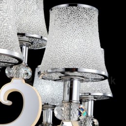 Lustre moderno contemporâneo regulável de aço com 15 luzes e cúpula de vidro