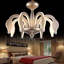 Lustre moderno contemporâneo regulável de aço com 8 luzes e cúpula de acrílico