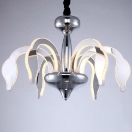 Lustre moderno contemporâneo regulável de aço com 6 luzes e cúpula de acrílico
