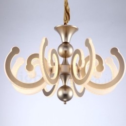 Lustre moderno contemporâneo regulável de aço com 6 luzes e cúpula de acrílico