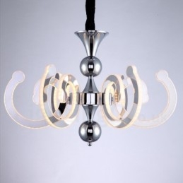 Lustre moderno contemporâneo regulável de aço com 6 luzes e cúpula de acrílico