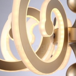 Lustre moderno contemporâneo regulável de aço com 6 luzes e cúpula de acrílico