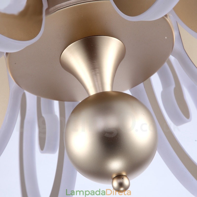 Lustre moderno contemporâneo regulável de aço com 6 luzes e cúpula de acrílico