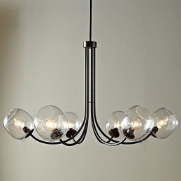 Lustre tradicional com 6 luzes e cúpula de vidro bolha