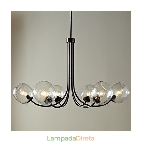Lustre tradicional com 6 luzes e cúpula de vidro bolha Lustre tradicional com 6 luzes e cúpula de vidro bolha