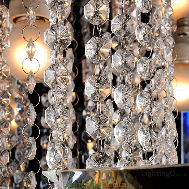 6 Luzes de Teto Contemporâneas Modernas com Sombra de Cristal