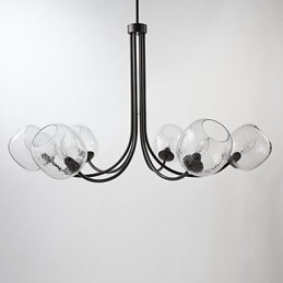 Lustre tradicional com 6 luzes e cúpula de vidro bolha