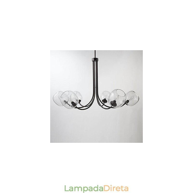 Lustre tradicional com 6 luzes e cúpula de vidro bolha