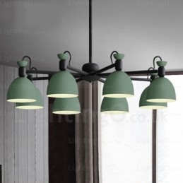 Lustre nórdico de 8 luzes com cúpula de liga de alumínio