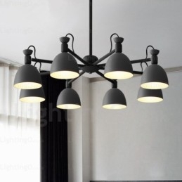 Lustre nórdico de 8 luzes com cúpula de liga de alumínio