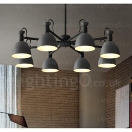 Lustre nórdico de 8 luzes com cúpula de liga de alumínio