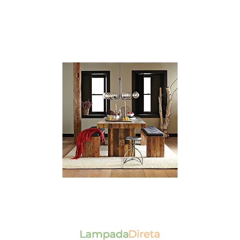 Lustre tradicional com 6 luzes e cúpula de vidro bolha