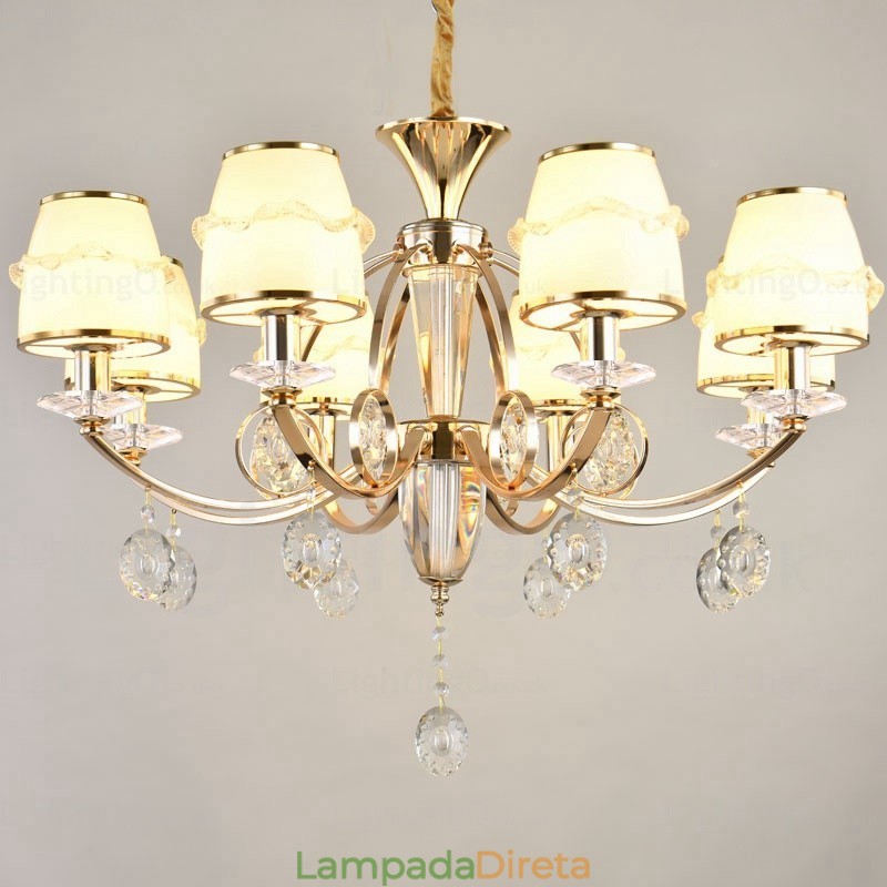 Lustre nórdico de 6 luzes com cúpula de vidro