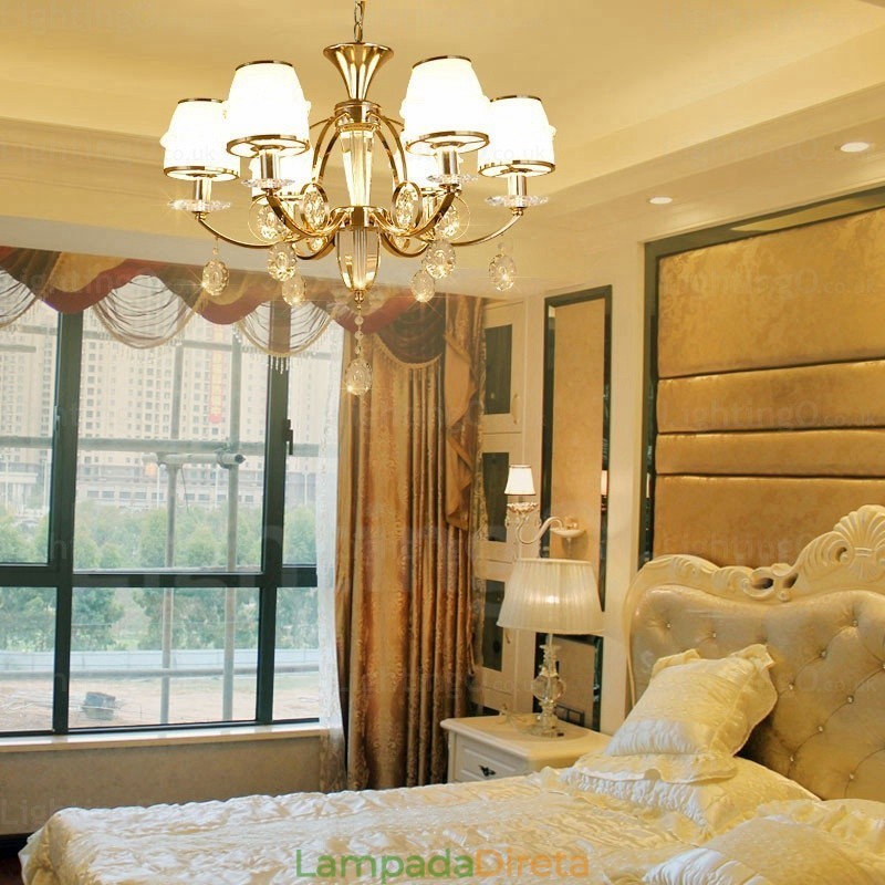 Lustre nórdico de 6 luzes com cúpula de vidro