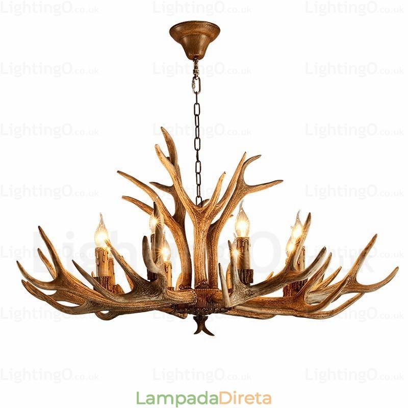 Lustre moderno contemporâneo nórdico rústico de 8 luzes