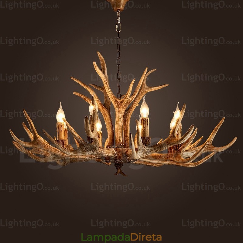 Lustre moderno contemporâneo nórdico rústico de 8 luzes