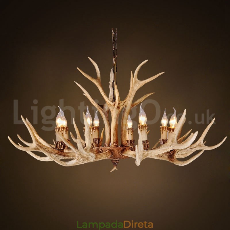 Lustre moderno contemporâneo nórdico rústico de 8 luzes