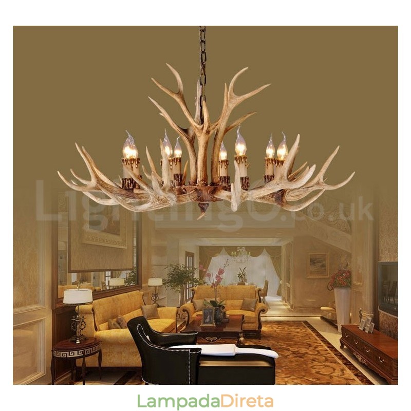 Lustre moderno contemporâneo nórdico rústico de 8 luzes