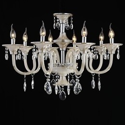 8 Luzes O estilo do palácio Lustre de vidro com lâmpada de vela