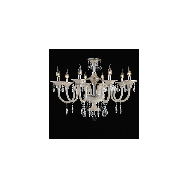 8 Luzes O estilo do palácio Lustre de vidro com lâmpada de vela