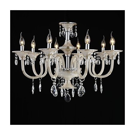 8 Luzes O estilo do palácio Lustre de vidro com lâmpada de vela 8 Luzes O estilo do palácio Lustre de vidro com lâmpada de vela