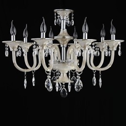 8 Luzes O estilo do palácio Lustre de vidro com lâmpada de vela