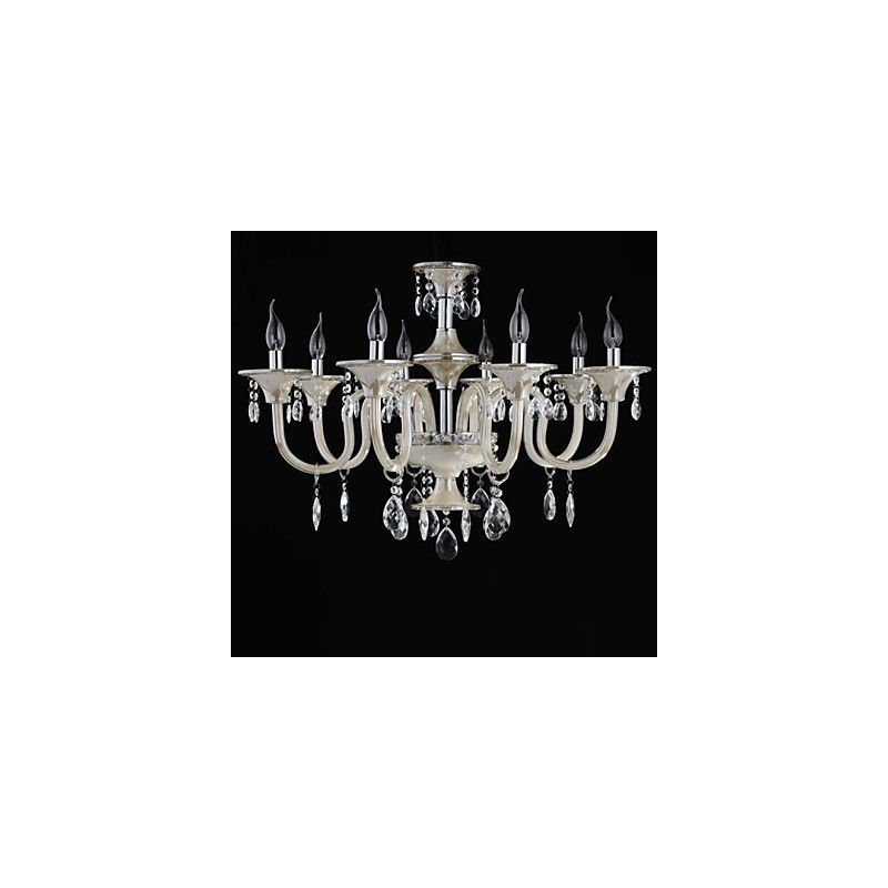 8 Luzes O estilo do palácio Lustre de vidro com lâmpada de vela