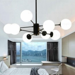 Lustre moderno contemporâneo de 8 luzes com cúpula de vidro