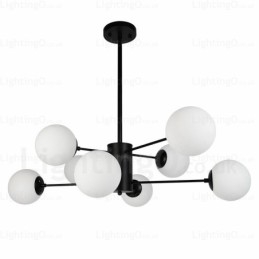 Lustre moderno contemporâneo de 8 luzes com cúpula de vidro