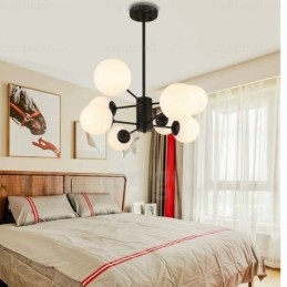 Lustre moderno contemporâneo de 8 luzes com cúpula de vidro