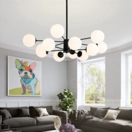 Lustre nórdico de 12 luzes com cúpula de vidro