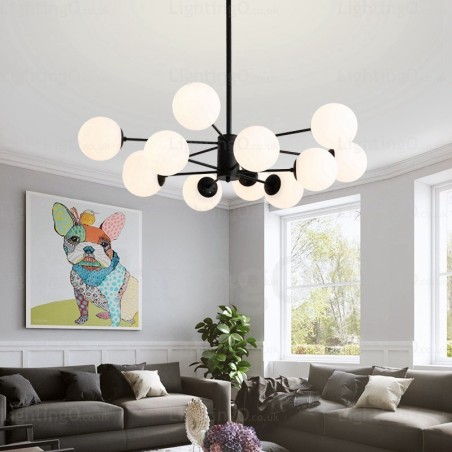 Lustre nórdico de 12 luzes com cúpula de vidro Lustre nórdico de 12 luzes com cúpula de vidro
