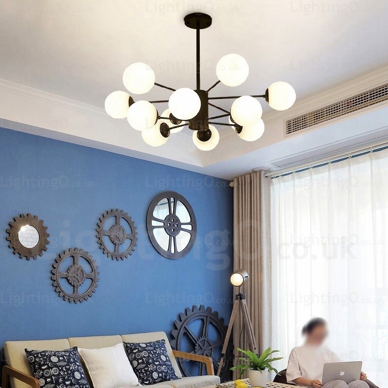 Lustre nórdico de 12 luzes com cúpula de vidro