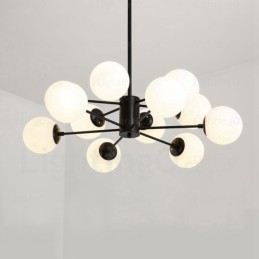 Lustre nórdico de 12 luzes com cúpula de vidro