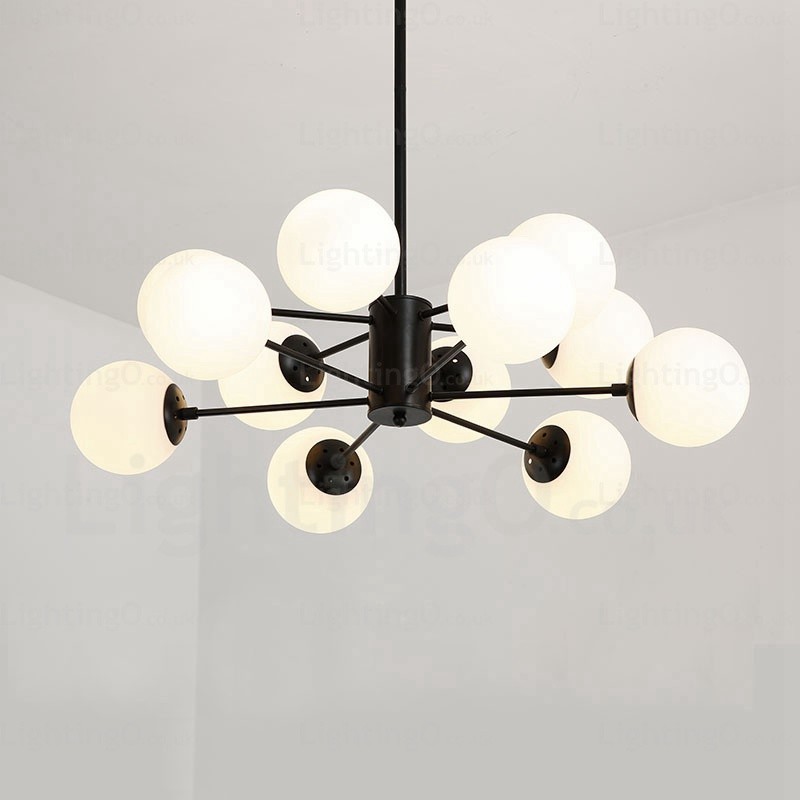 Lustre nórdico de 12 luzes com cúpula de vidro
