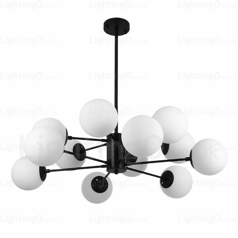 Lustre nórdico de 12 luzes com cúpula de vidro