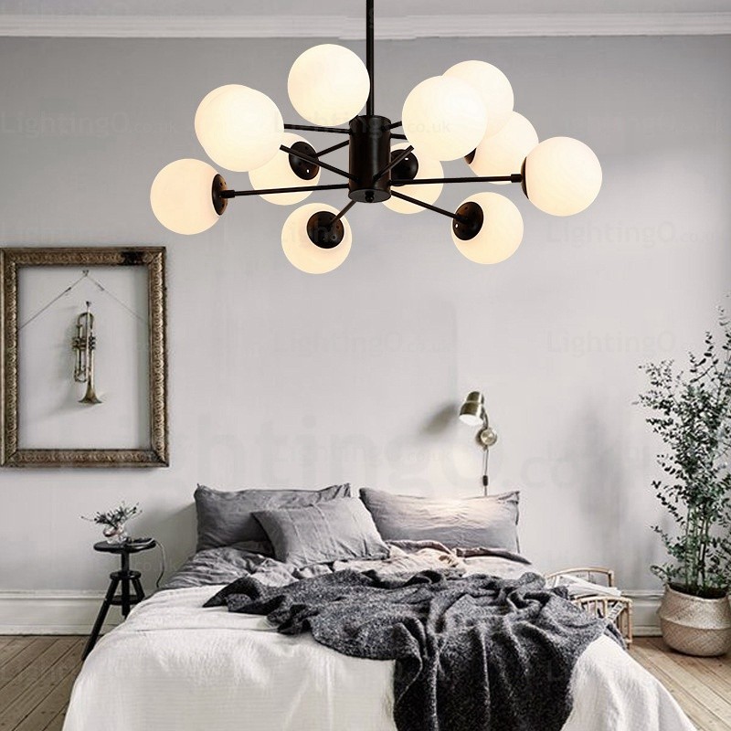 Lustre nórdico de 12 luzes com cúpula de vidro