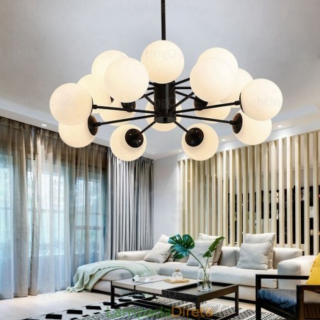Lustre nórdico de 16 luzes com cúpula de vidro Lustre nórdico de 16 luzes com cúpula de vidro