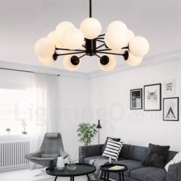 Lustre nórdico de 16 luzes com cúpula de vidro