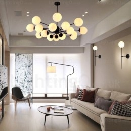 Lustre nórdico de 16 luzes com cúpula de vidro