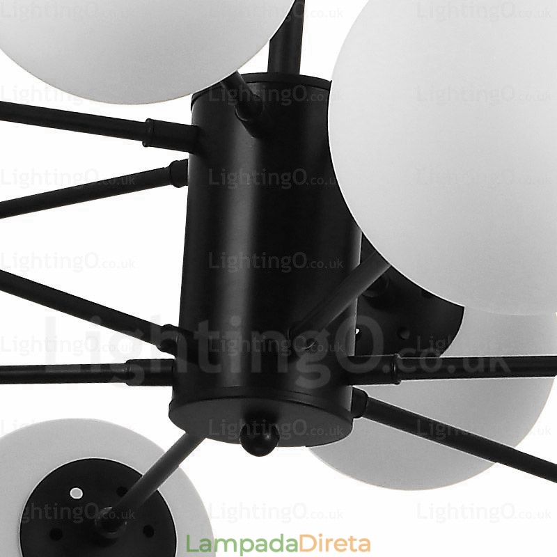 Lustre nórdico de 16 luzes com cúpula de vidro