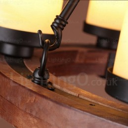 Luminária pendente rústica de 6 luzes com cúpula de vidro