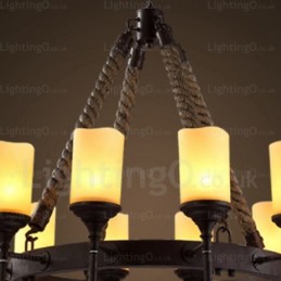 12 Luzes Country Rústico Vintage Retro Pendente Luz com Sombra de Vidro