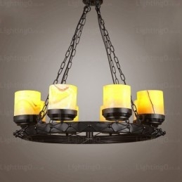 8 Luzes Country Rústico Vintage Retro Pendente Luz com Sombra de Vidro