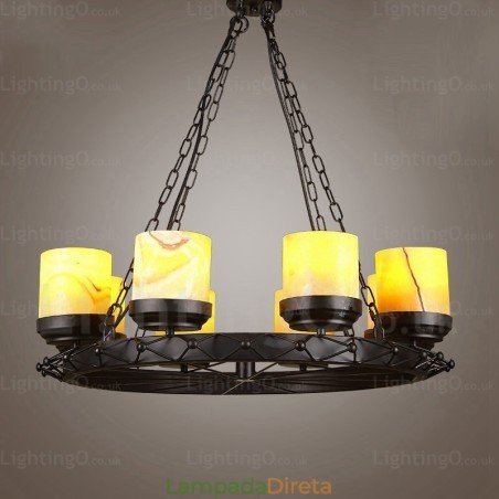 8 Luzes Country Rústico Vintage Retro Pendente Luz com Sombra de Vidro 8 Luzes Country Rústico Vintage Retro Pendente Luz com Sombra de Vidro