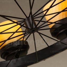 8 Luzes Country Rústico Vintage Retro Pendente Luz com Sombra de Vidro