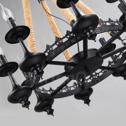 Luminária pendente rústica de 8 luzes